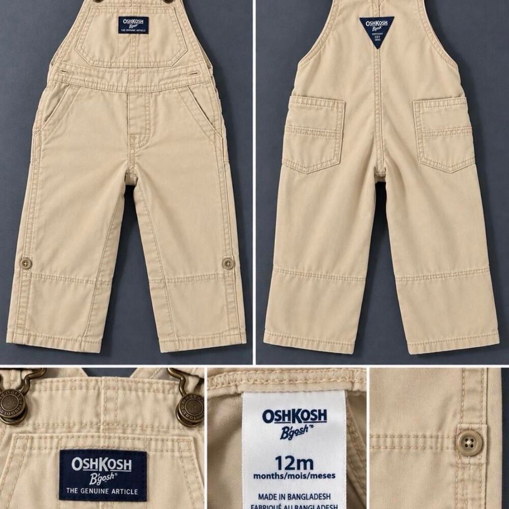 Oshkosh-b-gosh Cream and Tan Dungarees-overalls